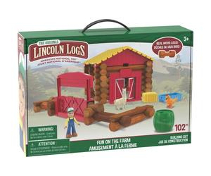 Basic Fun Lincoln Logs Fun On The Farm Troncos de Madera Real - 102 Piezas - Edades 3 y más