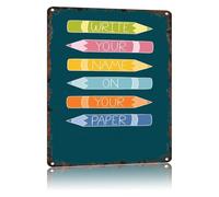 Basic Homework Rule Encouragement Tin Sign Distressed Finish 12x8 Inch