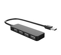 BASIC HOUSE Hub USB 2.0, Hub USB de 4 puertos ultra delgado portátil USB divisor para iMac Pro, MacBook Air, Mac Mini/Pro, Surface Pro, ordenador portátil, portátil, unidades flash USB, disco duro móvil, y más (USB3.0 negro)