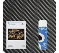 BASIC Kit Hidroimpresion Incluye: 1 Activador hidroimpresión 400 ml + 1 Manual de instrucciones + 1 Lámina hidroimpresión fibra de carbono Medidas: Ancho: 50cm. Largo: 800cm (HFC-002)