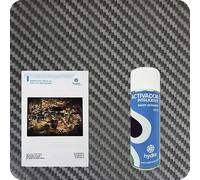 BASIC Kit Hidroimpresion Incluye: 1 Activador hidroimpresión 400 ml + 1 Manual de instrucciones + 1 Lámina hidroimpresión fibra de carbono Medidas: Ancho: 50cm. Largo: 100cm (HFC-003)