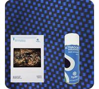 BASIC Kit Hidroimpresion Incluye: 1 Activador hidroimpresión 400 ml + 1 Manual de instrucciones + 1 Lámina de hidroimpresión cromo-carbono azul oscuro Medidas: Ancho: 50cm. Largo: 400cm (HCC-007)