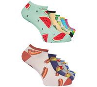 Basic Treasure 12 pares de calcetines divertidos Happy Socks de algodón, calcetines coloridos con motivos divertidos, calcetines para hombre y mujer, idea de regalo, 10 zapatillas Food, 35-38