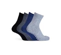 Basic Treasure 4 pares de calcetines con ABS, calcetines de yoga para mujer y hombre, antideslizantes, calcetines con puntos, calcetines para casa, Negro/Gris/Azul Marino, 35-38