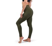 Basic Treasure Leggings opacos para mujer, cintura alta, leggings deportivos largos para mujer, pantalones de deporte, gimnasio, yoga, pantalones largos, Verde militar, L-XL