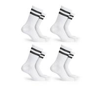 Basic Treasure Pack 4 Pares Calcetines Niños, Blanco a Rayas Negras, 26-30