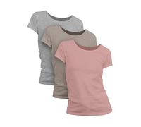 Basic Treasure Pack de 2/3 Camisetas Mujer, Manga Corta o Larga, Algodón | 100% algodón suave y duradero | Etiqueta impresa, sin roces en el cuello | Casual o formal, S-XL | Cuello redondo