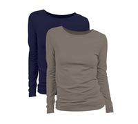 Basic Treasure Pack de 2/3 Camisetas Mujer, Manga Corta o Larga, Algodón | 100% algodón suave y duradero | Etiqueta impresa, sin roces en el cuello | Casual o formal, S-XL | Cuello redondo