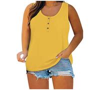Basica Tallas Grandes Chaleco Mujer,Camiseta Tirantes Mujer de Cuello en Redondo con Botóns Color Puros Camiseta Mujer de Sin Manga en Multicolor Casual Sleeveless T-Shirt para Verano