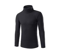 Basico Suéter Hombre Jersey De Cuello Alto Delgado Manga Largo Negro L