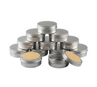 BasicPacking 50 Piezas Pequeño Tarros de Aluminio 150ml Vacío Plata Bote de Aluminio con Tapa Rosca Latas de Aluminio Envase Cosmético Redondo para Cremas Vela con 50 Piezas 70mm Etiquetas