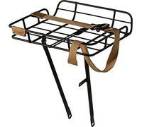 Portaequipajes bicicleta delantero vintage con bordes negro Portland Basil ( Negro mate / Correa nude )