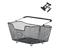 Basil Base M Multi System - Cesta para Bicicleta, Color Negro, multisistema NX, Compatible con MIK, Racktime y Todas Las Placas portaequipajes, Resistente a la Intemperie y Resistente, Ideal para