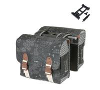 Basil Boheme MIK - Alforja Doble para Bicicleta (35 L, Impermeable, Incluye Placa adaptadora MIK con Cierre), Color Negro
