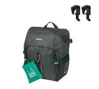 Basil Bolsa Individual L MIK Hooks - 20L - Poliéster - Bolsillos Exteriores - Correa de Hombro Desmontable - Protector de Lluvia - Mosquetón - Reflectante - Negro Jaspeado