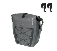 Basil Bolsa Individual L MIK Hooks - 25 - 31L - Lona/poliéster - Impermeable IPX3 - Cierre Enrollable - Bolsillo Delantero de compresión - Reflectante - Correa de Hombro Desmontable - Negro