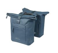 Basil Brooklyn - Alforja Doble para Bicicleta, Resistente al Agua, 41 L, con Placa adaptadora MIK, Impermeable, Reflectante, de Material Reciclado, Color Azul