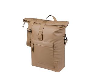 Basil Brooklyn Alforja Individual para Bicicleta, Impermeable, 17 L, con Compartimento para portátil, Reflectante, de Material Reciclado, Ganchos MIK, 32 x 14 x 40 cm, Arena