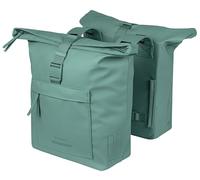 Basil Brooklyn Doble Alforja para Bicicletas - Impermeable 41L - Impermeable - Reflectante - De Material Reciclado - Verde
