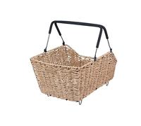 Basil Cento Cesta para Bicicleta - Rueda Trasera - Multisistema - Aspecto ratán - Resistente a la Intemperie - 22 litros - Marrón Claro