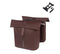Basil City MIK - Bolsa Doble (28 - 32 L, Impermeable, Incluye Placa adaptadora MIK con Cerradura), Color marrón