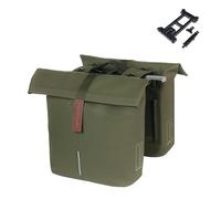 Basil City MIK - Bolsa Doble (28 - 32 L, Impermeable, Incluye Placa adaptadora MIK con Cerradura), Color Verde