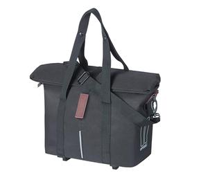Basil City Mik - Bolso de Mano para Bicicleta (8-11 L, Impermeable, Incluye Sistema MIK & KF, Gancho para portaequipajes para fijación versátil), Color Negro