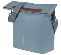 Basil City Shopper MIK Hooks - 14-16L - Cuero Vegano - Cierre Plegable Impermeable con imán - Compartimento Interior con Cremallera - Correa de Hombro Desmontable - Azul Grafito