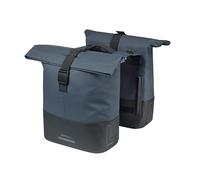 Basil Cove - Alforja Doble para Bicicleta, con Placa adaptadora MIK, 28-32L, Impermeable, Reflectante, Material Reciclado, 29 x 14,5 x 36 cm, Color Azul y Negro