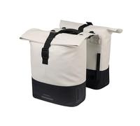 Basil Cove - Alforja Doble para Bicicleta, con Placa adaptadora MIK, 28-32L, Impermeable, Reflectante, Material Reciclado, 29 x 14,5 x 36 cm, Color Blanco y Negro