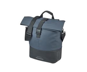Basil Cove - Alforja para Bicicleta, Resistente al Agua, 14-16L, Reflectante, de Material Reciclado, Compatible con MIK, 29 x 14,5 x 36 cm, Color Azul y Blanco