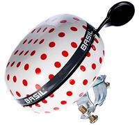 BASIL Ding Dong Timbre de Bicicleta, Unisex Adulto, Blanco/Rojo, 8 cm