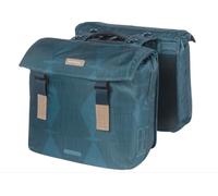 Basil Elegance MIK - Bolsa Doble (40-49L, Impermeable, sostenible, Fabricada con Materiales reciclados, Incluye Placa adaptadora MIK con Cerradura, Ideal para el día a día y Las Compras), Color Azul