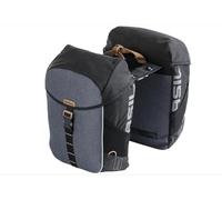Basil Miles Double Bag MIK - Bolsa Doble (34 L, Resistente al Agua, Incluye Sistema MIK con Cerradura), Color Azul y marrón