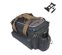 Basil Miles XL Pro MIK - Alforja para portaequipajes, 9-36L, Resistente al Agua, Incluye Sistema MIK con Cerradura, Ideal para Viajes Largos, Color Negro y marrón