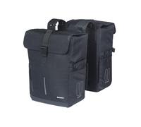 Basil Move - Alforja Doble (30 L, Impermeable, de poliéster Reciclado, Compatible con MIK y Racktime), Color Negro