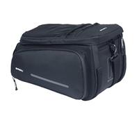 Basil Move - Bolsa portaequipajes, 10-26L, Color Negro, Impermeable, de poliéster Reciclado, Compatible con Placas adaptadoras MIK & Racktime, Ideal para desplazamientos y Compras