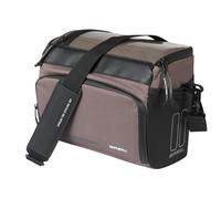 Basil Move KF - Bolsa para Manillar, 7-8 litros, Color marrón, poliéster Reciclado, Incluye Placa adaptadora