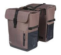 Basil Move MIK - Alforja Doble (30 L, Impermeable, Incluye Placa adaptadora MIK con Cierre), Color marrón