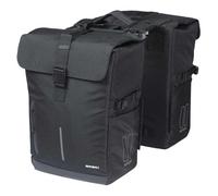 Basil Move MIK - Alforja Doble (30 L, Impermeable, Incluye Placa adaptadora MIK con Cierre), Color Negro