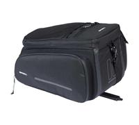 Basil Move MIK - Alforja para portaequipajes (10-26 L, Impermeable, sostenible de poliéster Reciclado, Incluye Placa adaptadora MIK con Cerradura), Color Negro