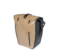 Basil Rivo - Alforja Individual para Bicicleta, Impermeable, 25-31L, Reflectante, de Lona, con Ganchos MIK, 28 x 14 x 43 cm, Color Arena