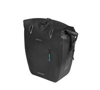 Basil Rivo - Alforja Individual para Bicicleta, Impermeable, 25-31L, Reflectante, de Lona, con Ganchos MIK, 28 x 14 x 43 cm, Color Negro