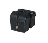 Basil Urban Dry Double Bag MIK - Bolsa Impermeable para Bicicleta (50 L), Color Negro Mate con Placa adaptadora MIK, desplazamientos, Compras Grandes y Viajes Diarios