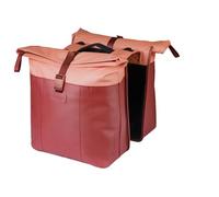 Basil Vive - Alforja Doble para Bicicleta, 28-35 l, con Placa adaptadora MIK, Impermeable, Reflectante, de Material Reciclado, 30 x 14 x 38 cm, Color Rojo