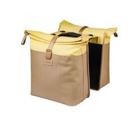 Basil Vive - Alforja Doble para Bicicleta, 28-35 l, con Placa adaptadora MIK, Impermeable, Reflectante, de Material Reciclado, 30 x 14 x 38 cm, Color Amarillo