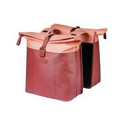 Basil Vive - Alforja Doble para Bicicleta, Impermeable, 28-35L, Reflectante, de Material Reciclado, 30 x 14 x 38 cm, Color Rojo y Negro