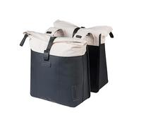 Basil Vive - Alforja Doble para Bicicleta, Impermeable, 28-35L, Reflectante, de Material Reciclado, 30 x 14 x 38 cm, Color Blanco y Negro
