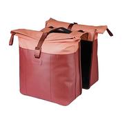 Basil Vive - Alforja Individual para Bicicleta, Impermeable, 15-20 L, con Compartimento para portátil, Reflectante, de Material Reciclado, Ganchos MIK, 29 x 11 x 34 cm, Color Rojo/Negro