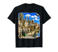 Basilea Suiza, reinterpretada artísticamente, #LeoPepeDesign Camiseta gráfica económica, Hombre, Negro, S